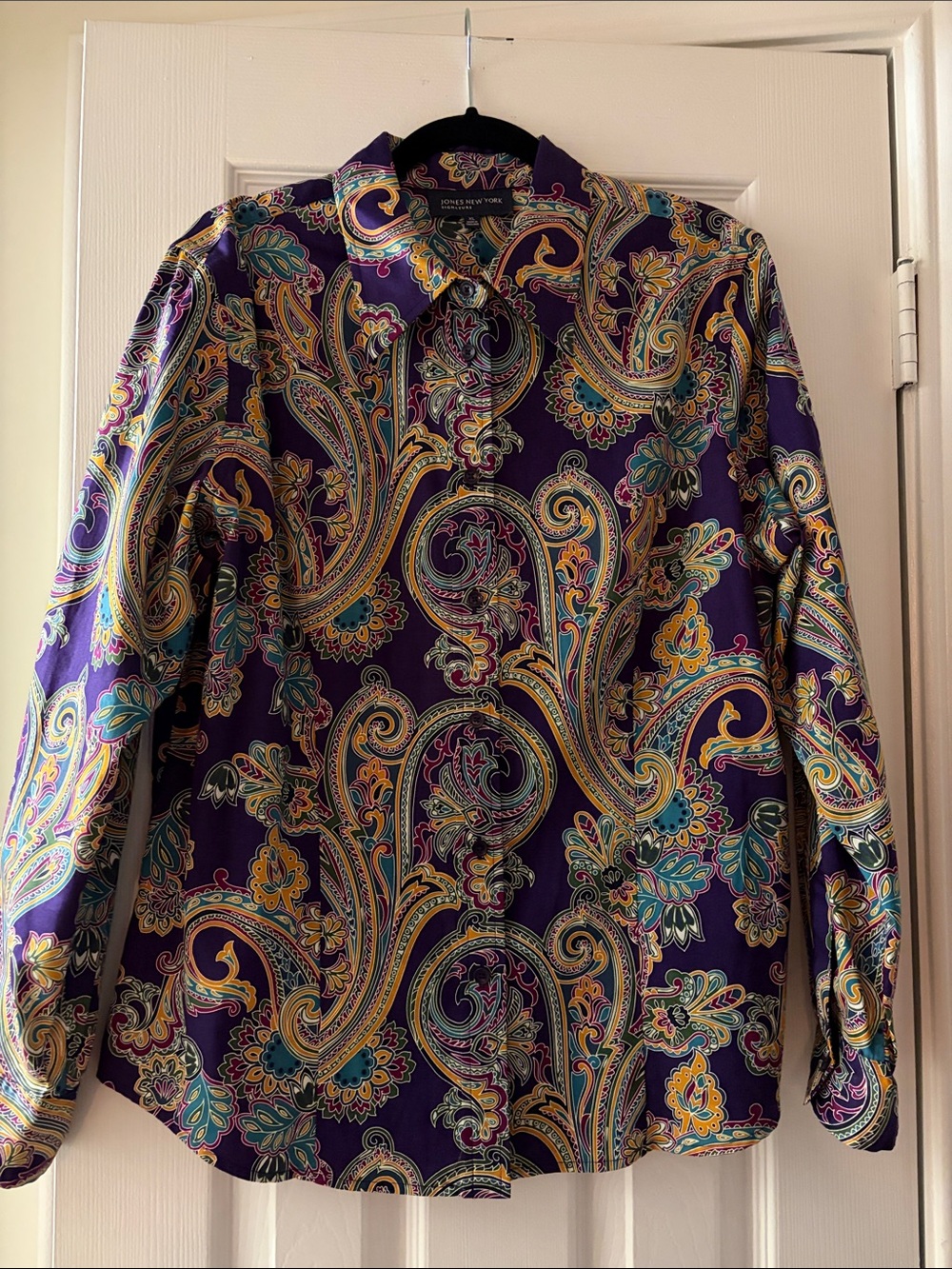 Women’s Jones New York Purple Paisley Button-Up Shirt